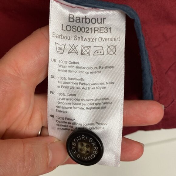 Barbour 6 Saltwater Overshirt Burgundy Red Mulberry Cotton - Picture 11 of 13